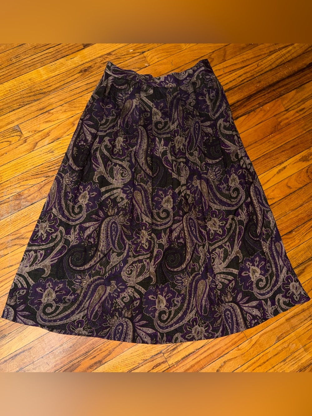 Vintage Dressbarn Purple Paisley Maxi Skirt 1X Whimsigoth Dark Romantic - Picture 3 of 10